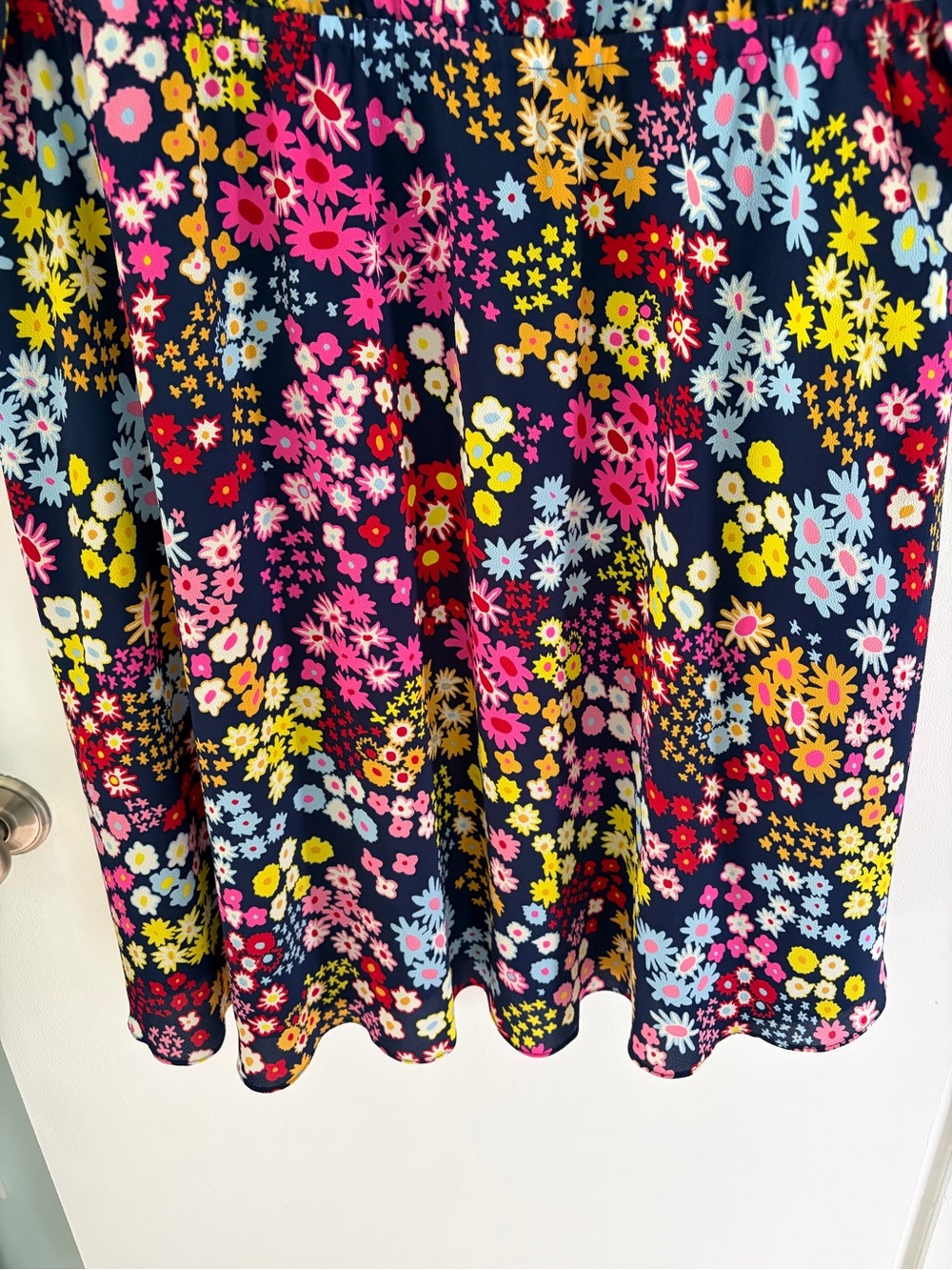 Talbots 2X Plus Multicolor Navy Blue Fit & Flare Starburst Floral Midi Dress - Picture 11 of 16